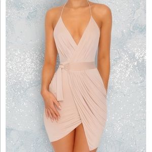 Oh Polly Nude wrap dress